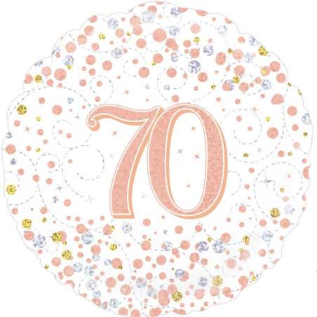 Palloncino in Foil 18" 70 anni Rose Gold "Sparkling Fizz" Palloncini in Foil Oaktree