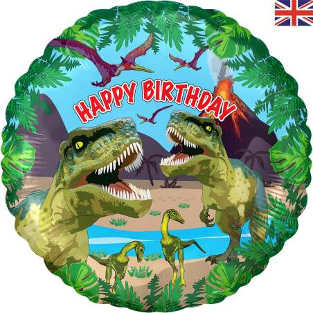 Palloncino in Foil 18" Happy Birthday Dinosauro "Jurassic Dinosaur" Palloncini in Foil Oaktree