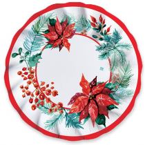 Piatto di Carta Fondo 24cm "Floral Christmas" 6pz Outlet Natale