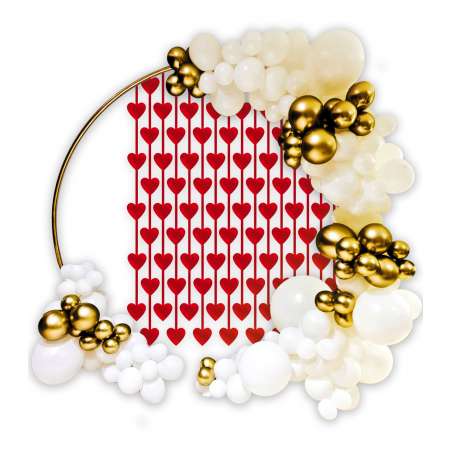 Backdrop in Foil Cuori Rossi Metallizzato "Red Hearts" 1mt x H.2mt Backdrop
