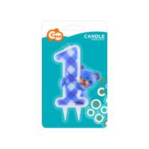 Candelina Azzurra con Orsacchiotto N.1 "Blue Teddy" Accessori 1° Compleanno