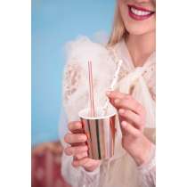 Cannuccia di Carta Bianca con Cuori Rose Gold Metallizzato 10pz Cannucce