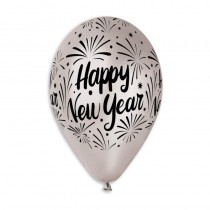 Palloncino in Lattice 12" GMS120 Assortito Metallizzato con Scritta "Happy New Year" 100pz Gemar "Christmas/New Year"