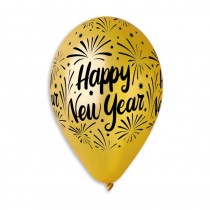 Palloncino in Lattice 12" GMS120 Assortito Metallizzato con Scritta "Happy New Year" 100pz Gemar "Christmas/New Year"