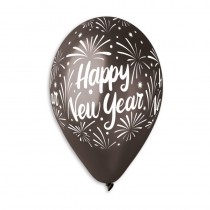 Palloncino in Lattice 12" GMS120 Assortito Metallizzato con Scritta "Happy New Year" 100pz Gemar "Christmas/New Year"