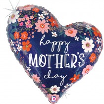 Palloncino in Foil 35" Super Shape Cuore "Mother's day Floral Heart" Giornate Speciali Grabo