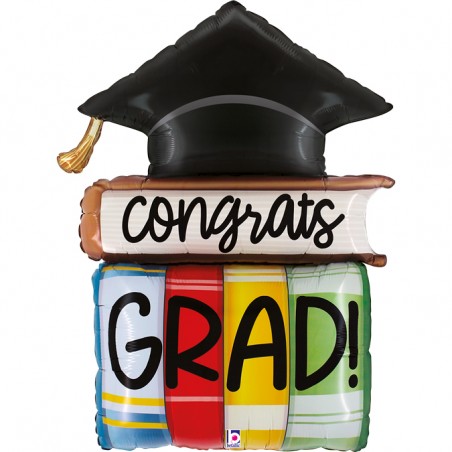 Palloncino in Foil 44" Super Shape Libri con Tocco "Congrats Grad Books" Laurea Grabo