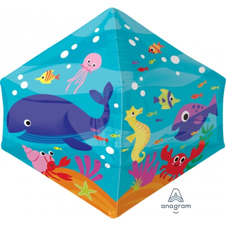 Palloncino in Foil 21" Cubo Fondale Marino Pesci e Mare