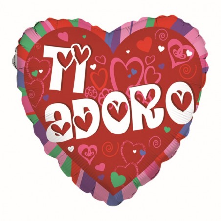 Palloncino in Foil 18" Cuore Rosso "Ti Adoro" Palloncini Foil Amore