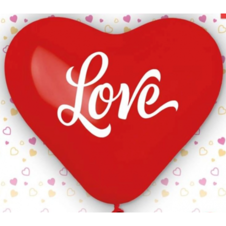 Palloncino in Lattice 10" CRS Cuore Rosso con scritta "Love" 100pz Gemar Amore "Love"