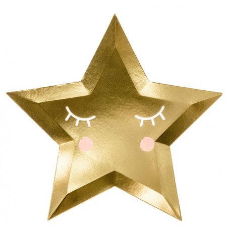 Piatto di Carta 27cm Sagomato Stellina Oro "Little Star" 6pz Baby Shower
