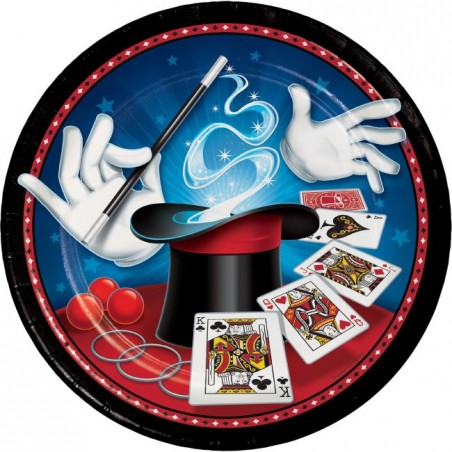 Piatto di Carta 23cm Giochi di Prestigio e Magia "Magic Party" 8pz Magia "Magic Party"