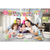Festone Buon Compleanno Caramelle "Candy" 2.80mt Festoni Buon Compleanno