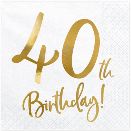 Tovagliolo di Carta 33x33cm Happy Birthday 40anni Metallizzato 20pz Tavola 40° Compleanno