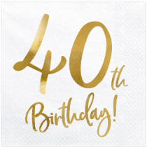 Tovagliolo di Carta 33x33cm Happy Birthday 40anni Metallizzato 20pz Tavola 40° Compleanno