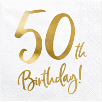 Tovagliolo di Carta 33x33cm Happy Birthday 50anni Metallizzato 20pz Tavola 50° Compleanno