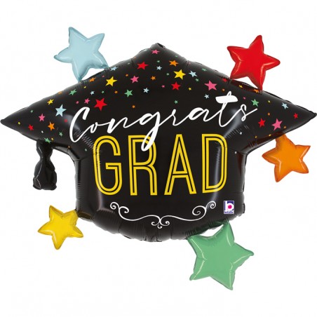 Palloncino in Foil 40" Super Shape Tocco "Colorful Star Grad Hat" Laurea Grabo