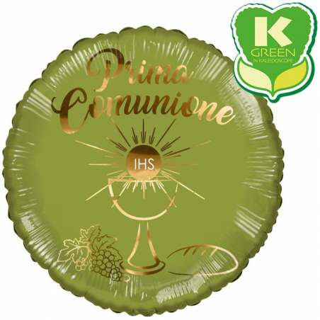 Palloncino in Foil 18" Verde Oliva "Prima Comunione" Palloncini Foil Comunione
