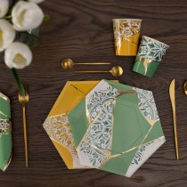 Tovagliolo di Carta 33x33cm Mosaico "Kintsugi Green" 16pz Kintsugi Green & Yellow