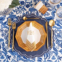 Piatto di Carta 23cm decorata effetto "Rattan" 8pz Rattan