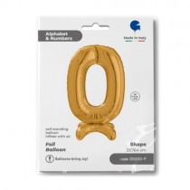 Palloncino in Foil 25" Standups Numero 0 Oro "Gold" Numeri Standups 25" Oro "Gold"