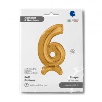 Palloncino in Foil 25" Standups Numero 6 Oro "Gold" Numeri Standups 25" Oro "Gold"