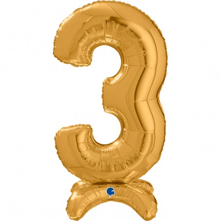 Palloncino in Foil 25" Standups Numero 3 Oro "Gold" Numeri Standups 25" Oro "Gold"
