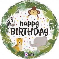 Palloncino in Foil 18" Happy Birthday "Jungle Birthday" Happy Birthday Grabo