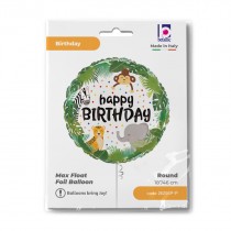 Palloncino in Foil 18" Happy Birthday "Jungle Birthday" Happy Birthday Grabo