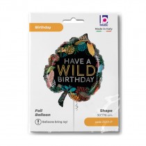 Palloncino in Foil 30" Super Shape Foglia "Wild BDay Tropical Leaf" Happy Birthday Grabo