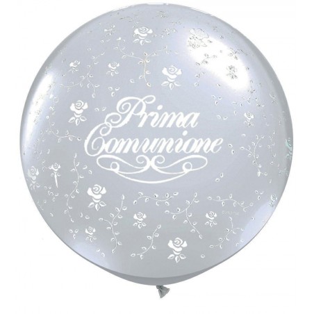 Palloncino in Lattice 36" Bianco con Scritta Prima Comunione 2pz Palloncini Lattice Comunione