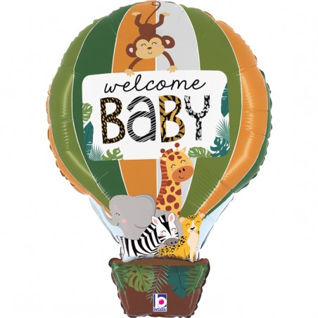 Palloncino in Foil 30" Super Shape Mongolfiera Nascita "Welcome Baby" Nascita e Battesimo Grabo