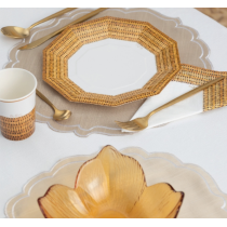 Bicchiere di Carta 250ml decorato effetto "Rattan" 8pz Rattan