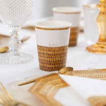Bicchiere di Carta 250ml decorato effetto "Rattan" 8pz Rattan