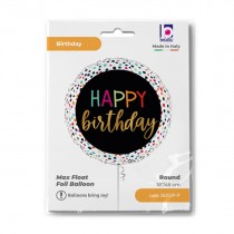 Palloncino in Foil 18" Happy Birthday "Colorful Dots" Happy Birthday Grabo