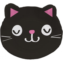 Piatto di Carta 23cm Sagomato con Gatto Assortito "Purr-Fect" 8pz Festa Tema Gatto "Cat"