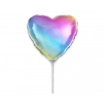 Palloncino in Foil 9" Mini Shape Cuore Arcobaleno "Pastel Rainbow" Cuori