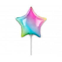 Palloncino in Foil 9" Mini Shape Stella Arcobaleno "Pastel Rainbow" Stelle