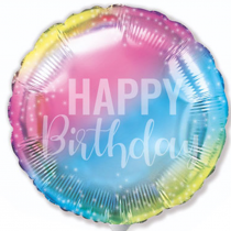 Palloncino in Foil 9" Mini Shape Happy Birthday Arcobaleno "Pastel Rainbow" Generico