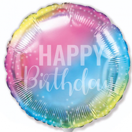 Palloncino in Foil 9" Mini Shape Happy Birthday Arcobaleno "Pastel Rainbow" Generico