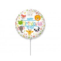 Palloncino in Foil 9" Mini Shape Happy Birthday Animali della Giungla Animali (Giungla e Bosco)