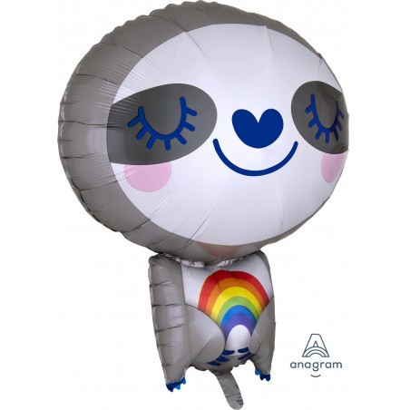 Palloncino in Foil 19" Junior Shape Bradipo "Sloth with Rainbow" Animali (Giungla e Bosco)