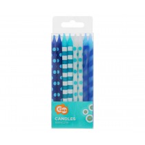 Candelina Stelo 12.5cm Assortita Blu "Colourful Dots" 16pz Candeline Stelo