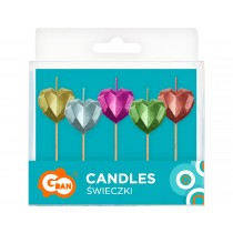 Candelina Picks Cuore Multicolor "Heart" 5pz Candeline Sagomate Fantasia
