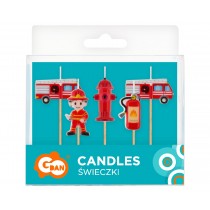 Candelina Picks Vigili del Fuoco "Fire Fighters" 5pz Candeline Sagomate Fantasia