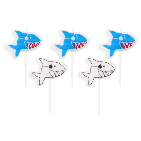 Candelina Picks Squali "Shark" 5pz Candeline Sagomate Fantasia