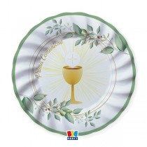 Piatto di Carta 25cm Prima Comunione "Olive Green" 8pz Accessori Tavola Comunione