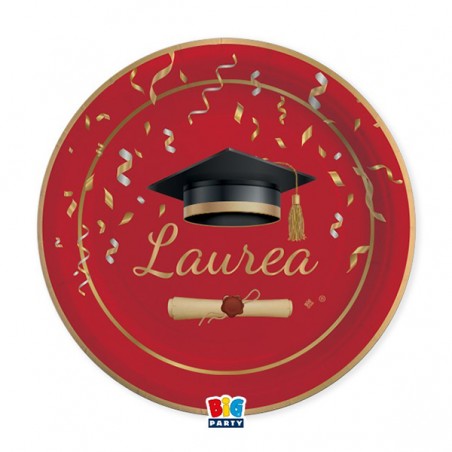 Piatto di Carta 24cm Laurea "Glamour" 8pz Tavola Laurea