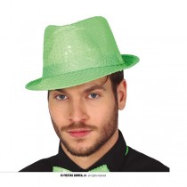 Cappello Gangster con Paillettes Verde Lime Fluo Cappelli