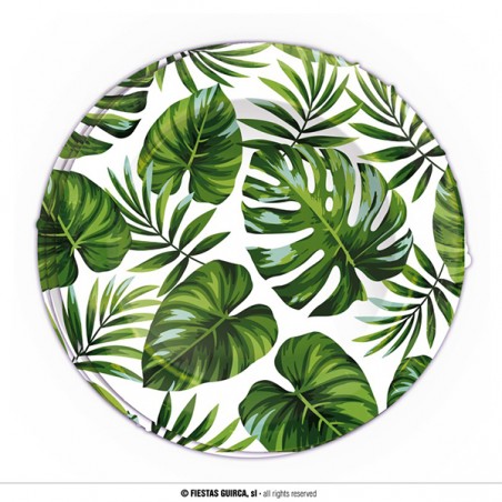 Piatto di Carta 23cm con Foglie Verdi "Leaf" 6pz Foglie Tropicali "Leaf"
